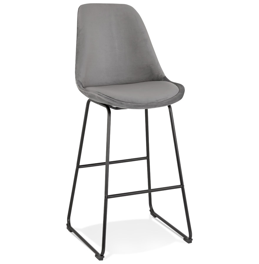 Alterego Tabouret de bar BULLY Couleur du piètement Noir Assise Gris