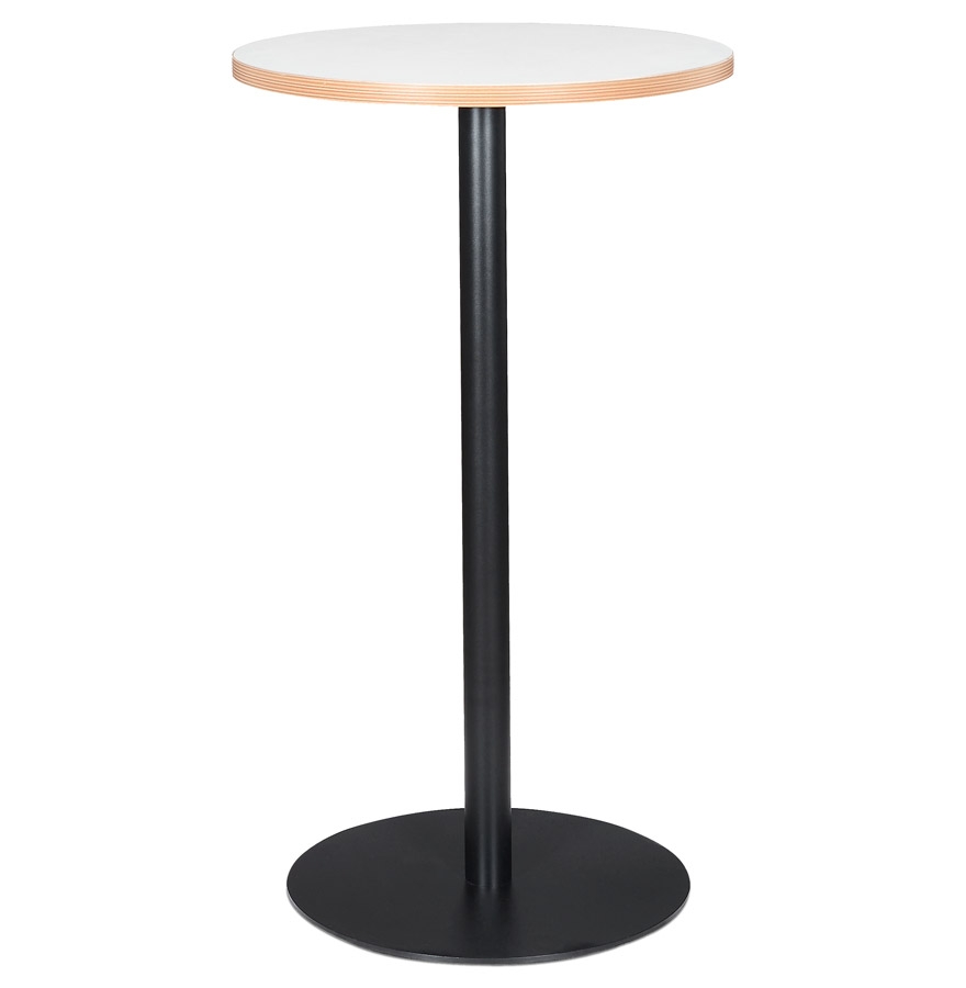 Mange-debout rond 'POLLUX ROUND' blanc avec un pied noir - Ø 60 cm