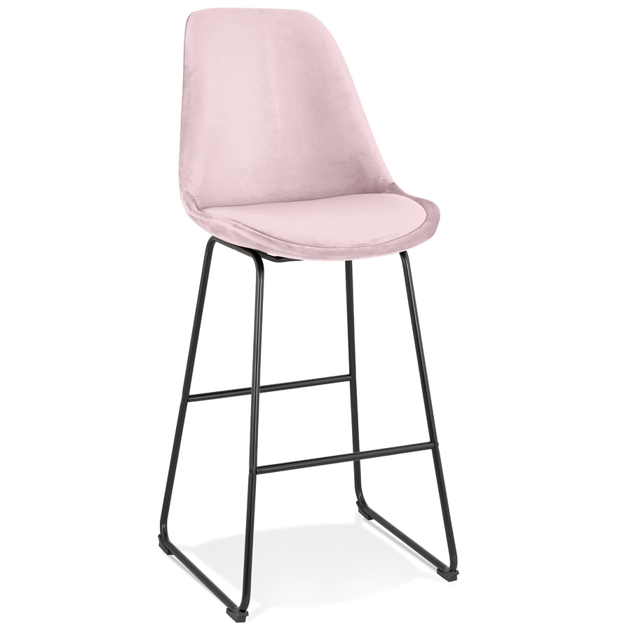 Alterego Tabouret de bar BULLY Couleur du piètement Noir Assise Rose