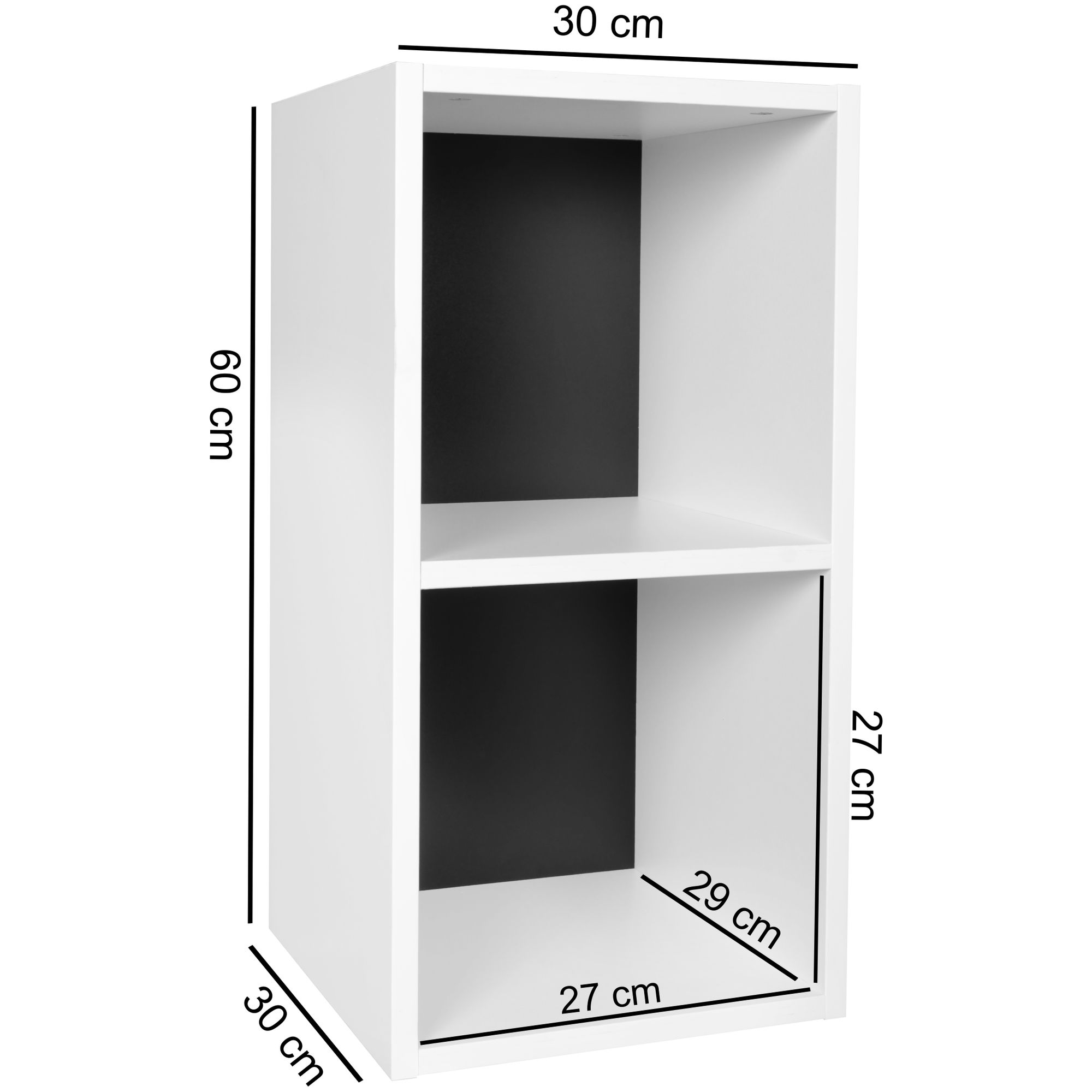 Etagère sur pied en bois, 30x60x30 cm, moderne, blanc, noir, petite