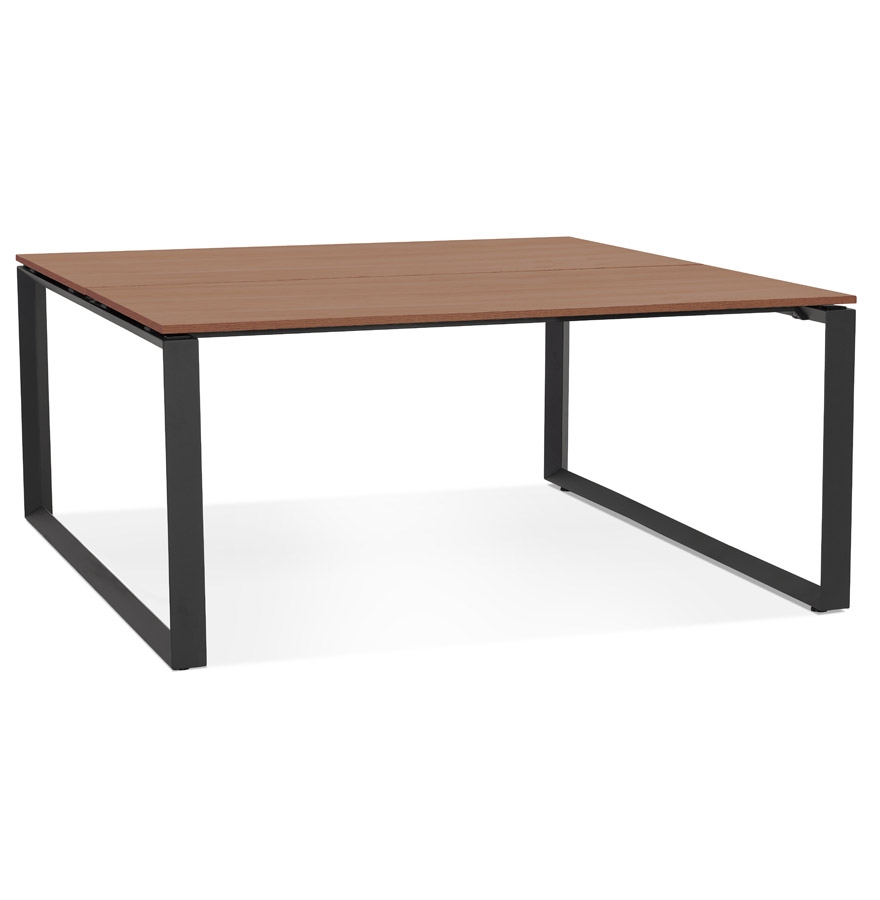 Alterego Bureau BAKUS SQUARE 140x140 cm Couleur du cadre Noir Plateau de table Noyer