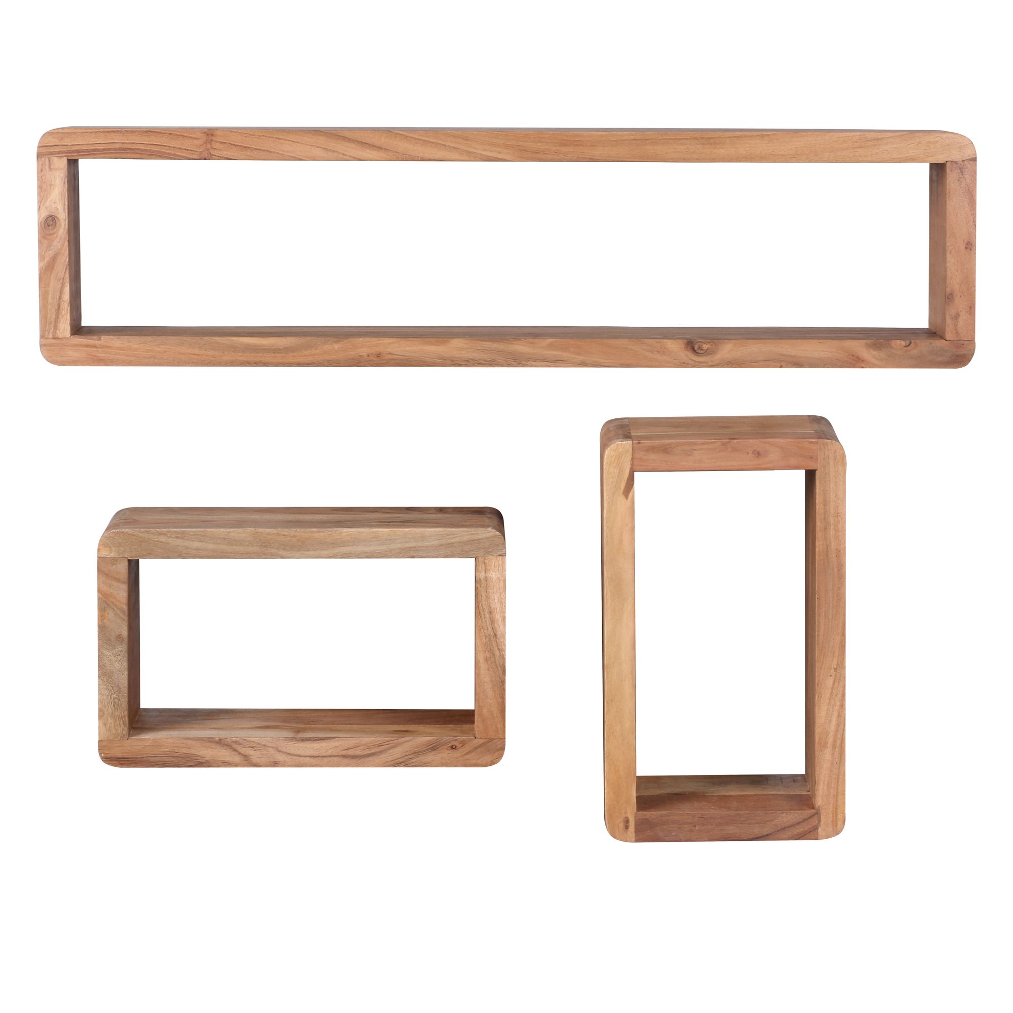 Design wandplank set van 3 boha massief houten planken acacia landelijke stijl