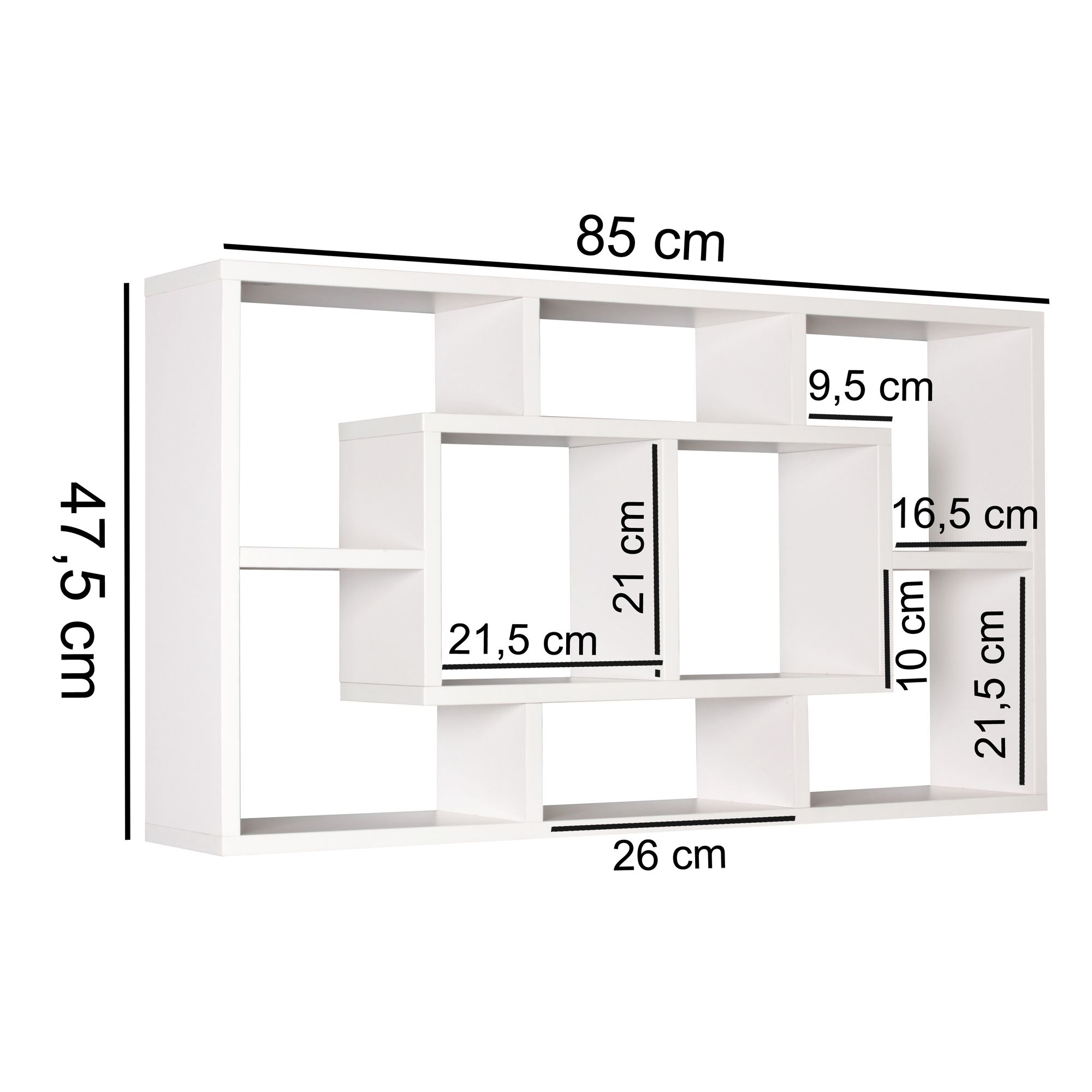 Wandplank alex weiß 85 x 47,5 x 16 cm mdf hout opknoping plank modern