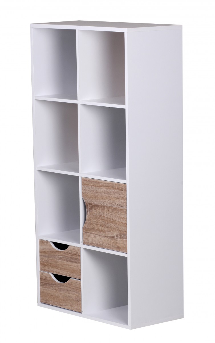 Bibliothèque 60 x 120 x 29 cm chêne Sonoma blanc avec tiroirs et porte