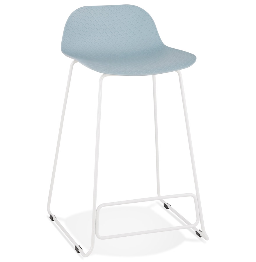 Alterego Tabouret de bar BABYLOS MINI Couleur du piètement Blanc Assise Bleu