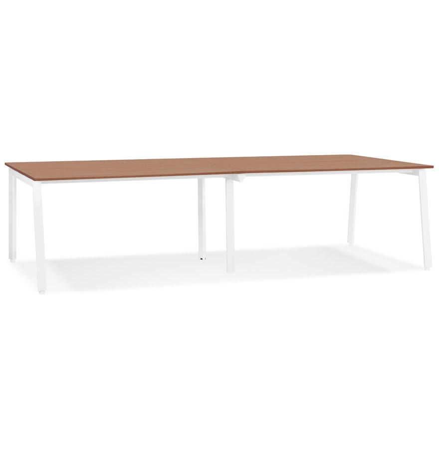 Alterego Bureau AMADEUS XL 280x140 cm Couleur du cadre Blanc Plateau de table Noyer