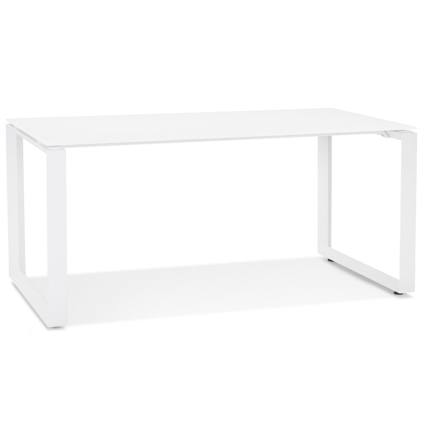 Alterego Bureau BAKUS VERRE EDITION 160x80 cm Couleur du cadre Blanc Plateau de table Transparent