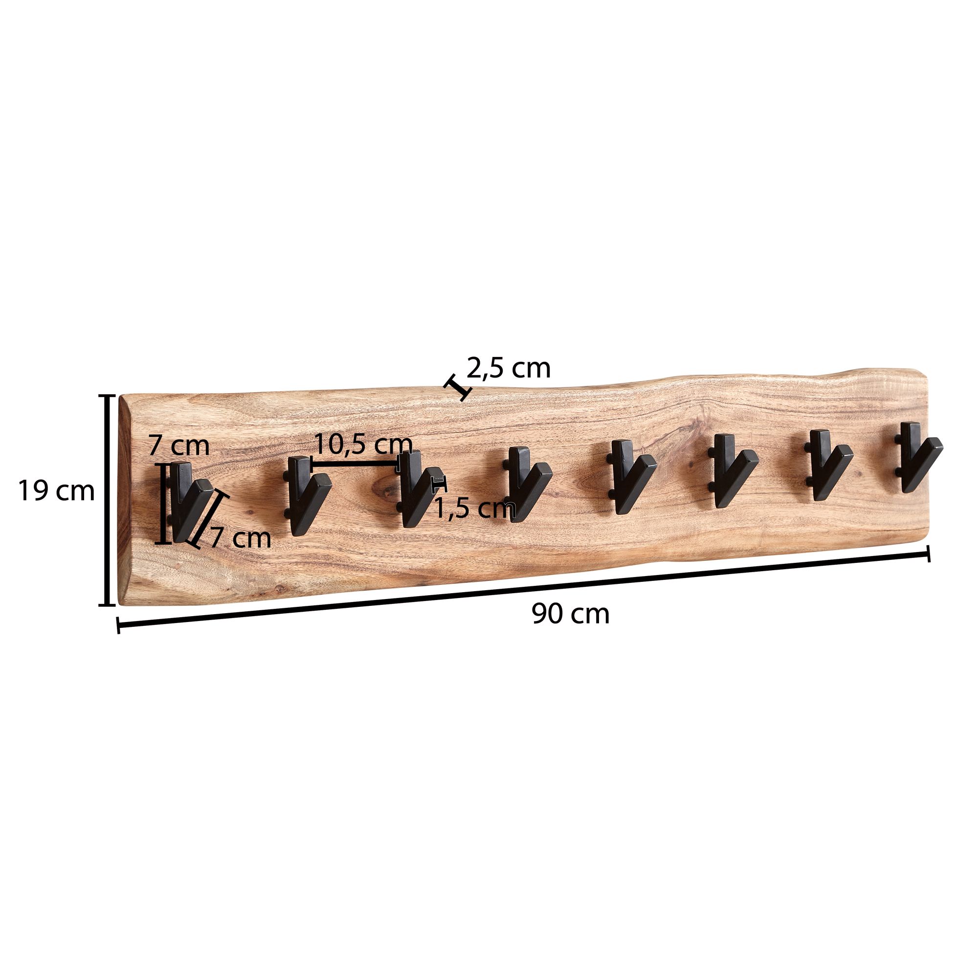 Design kapstok acacia massief hout / metaal 90 x 19 x 9 cm