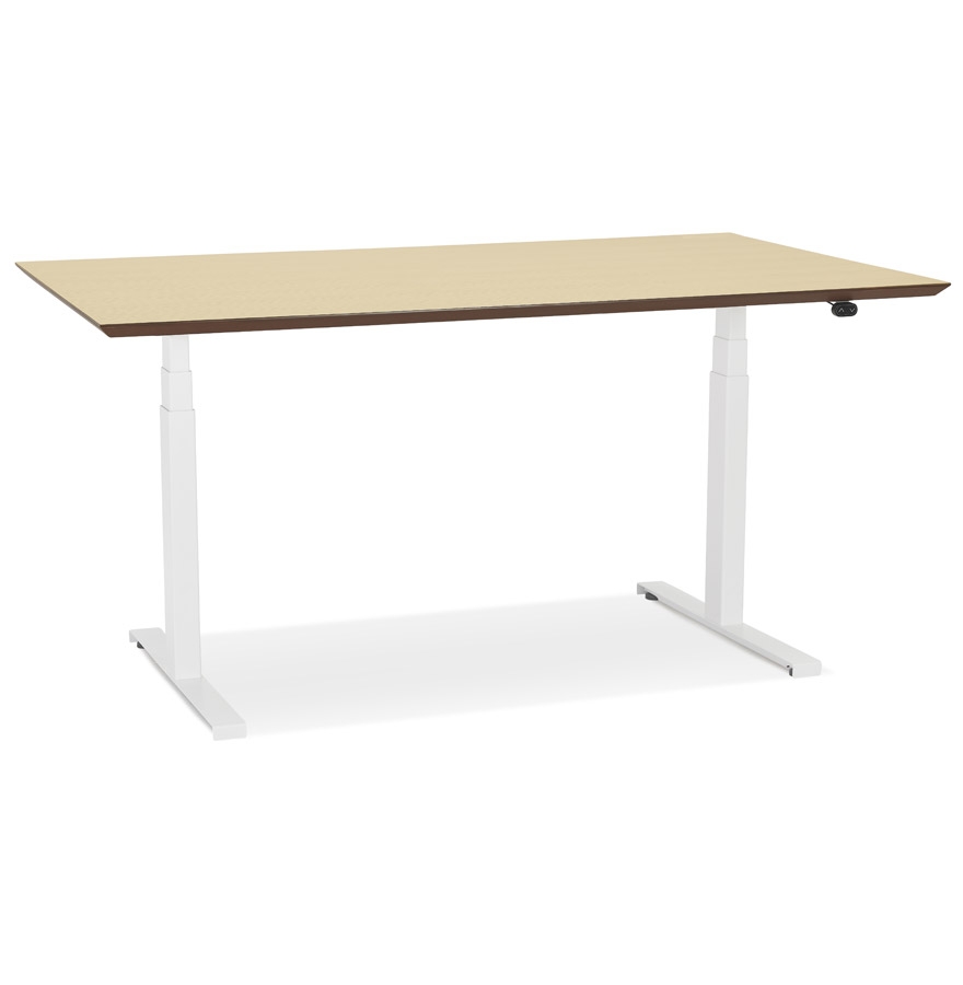 Alterego Bureau BIONIQUE 150x70 cm Couleur du cadre Blanc Plateau de table Naturel