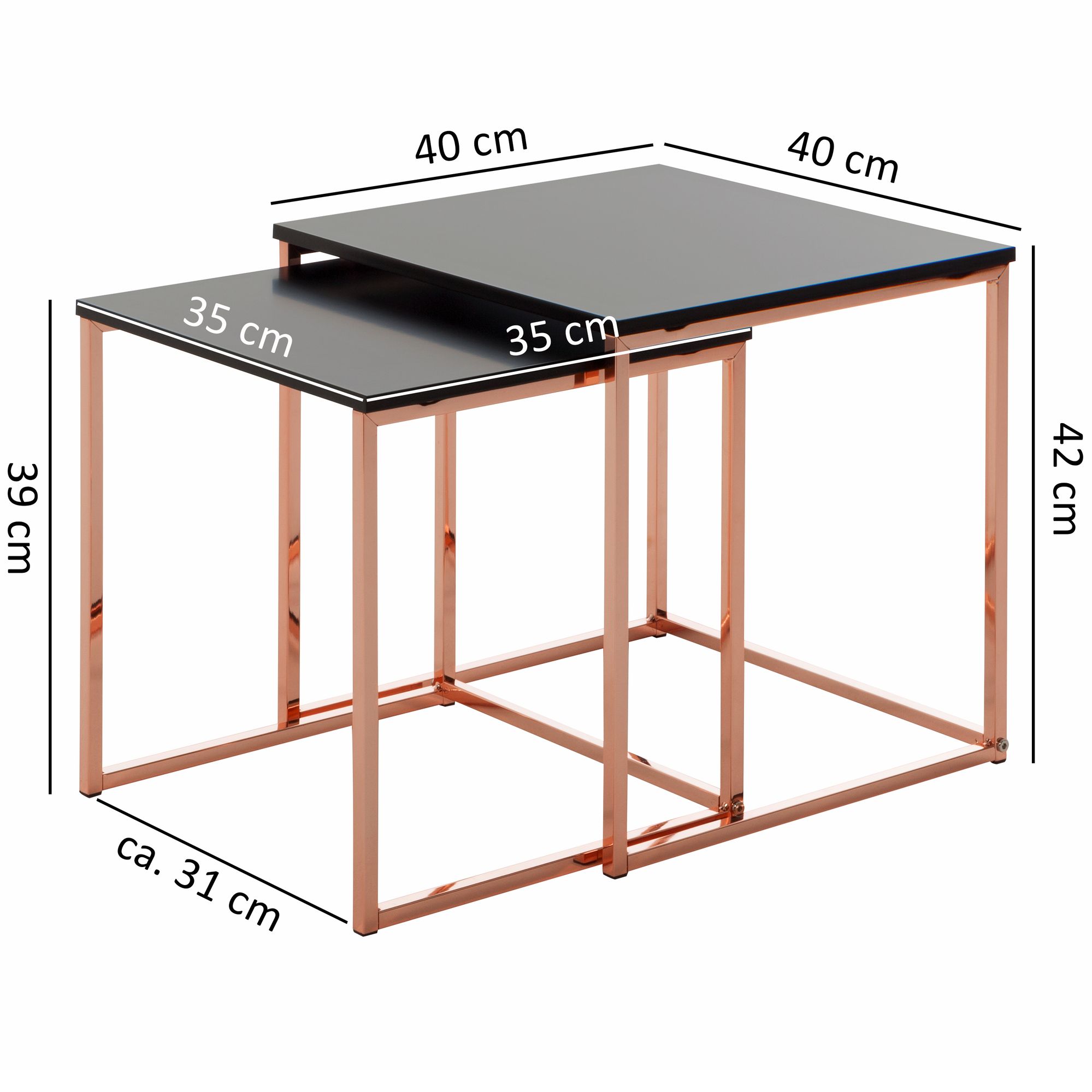 Cala zwart / koperen bijzettafel mdf / metaal