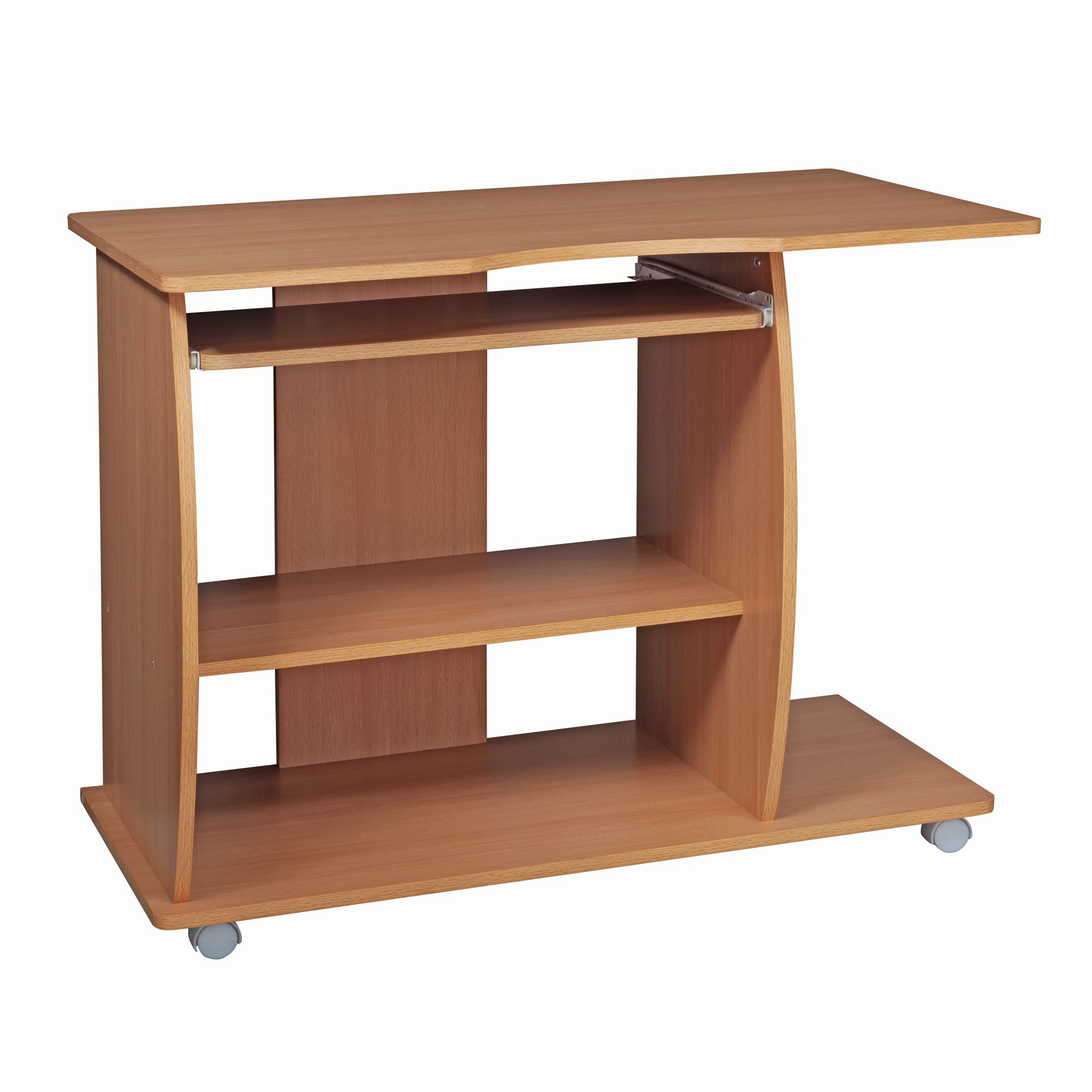 Computertafel diana oprolbaar beech 90 x 71 x 50 cm met toetsenbordplateau