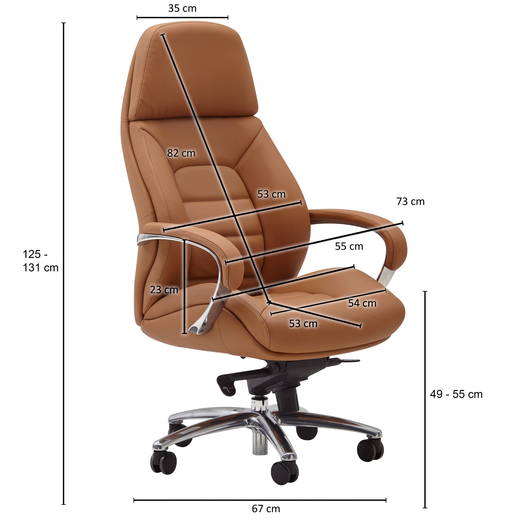 Design bureaustoel hoes echt leer caramel bureaustoel tot 120 kg