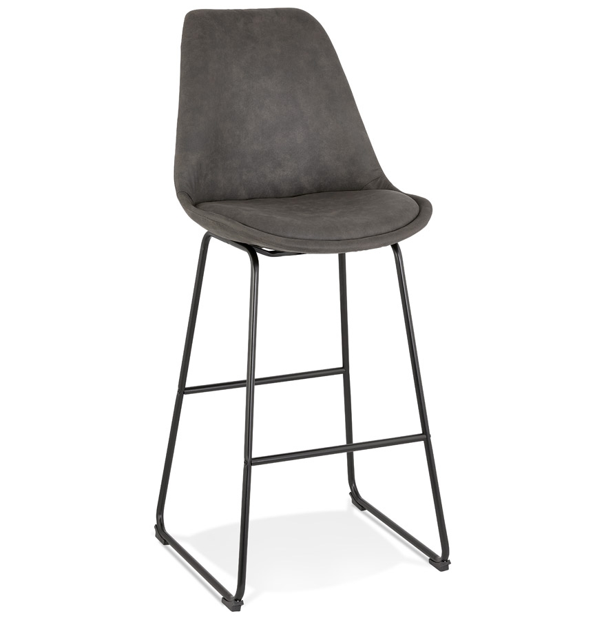 Alterego Tabouret de bar BIKI Couleur du piètement Noir Assise Gris foncé