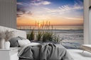 Photo murale pour salon au style abstrait et moderne herbes sur la plage au coucher du soleil feeby-01