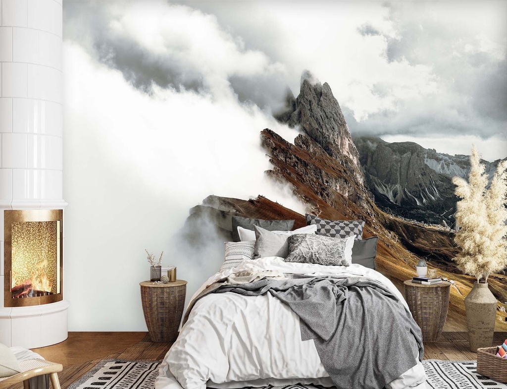 Papier peint imprimé sur toile avec colle motif montagnes dans les nuages feeby-01