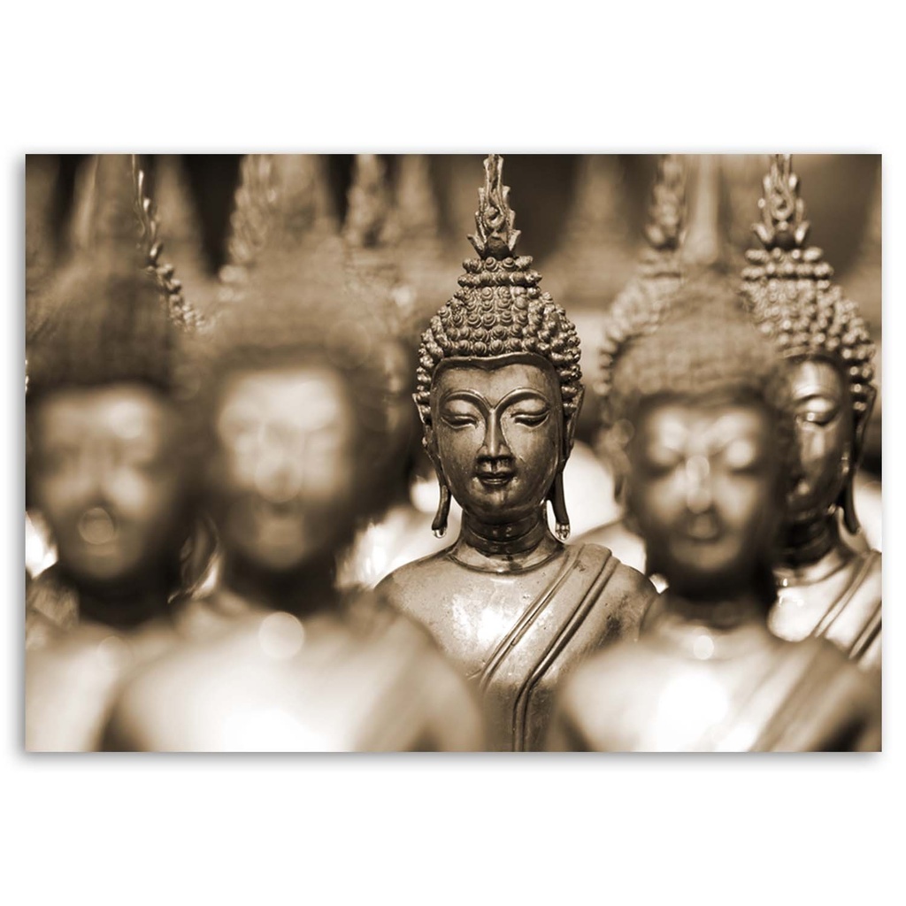 Cadre décoratif en mdf avec image de bouddha dans la multitude tons dorés feeby-02