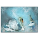 Cadre décoratif fabriqué en mdf avec image de cygne et danseuse de couleur bleu ciel feeby-02