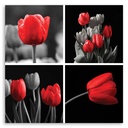 Ensemble de cadres imprimés sur toile avec cadre en mdf tulipes rouges feeby-02