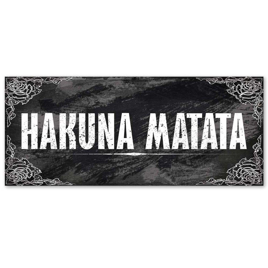 Cadre hakuna matata imprimé sur toile en mdf solide avec une finition de couleur noir et blanc feeby-02