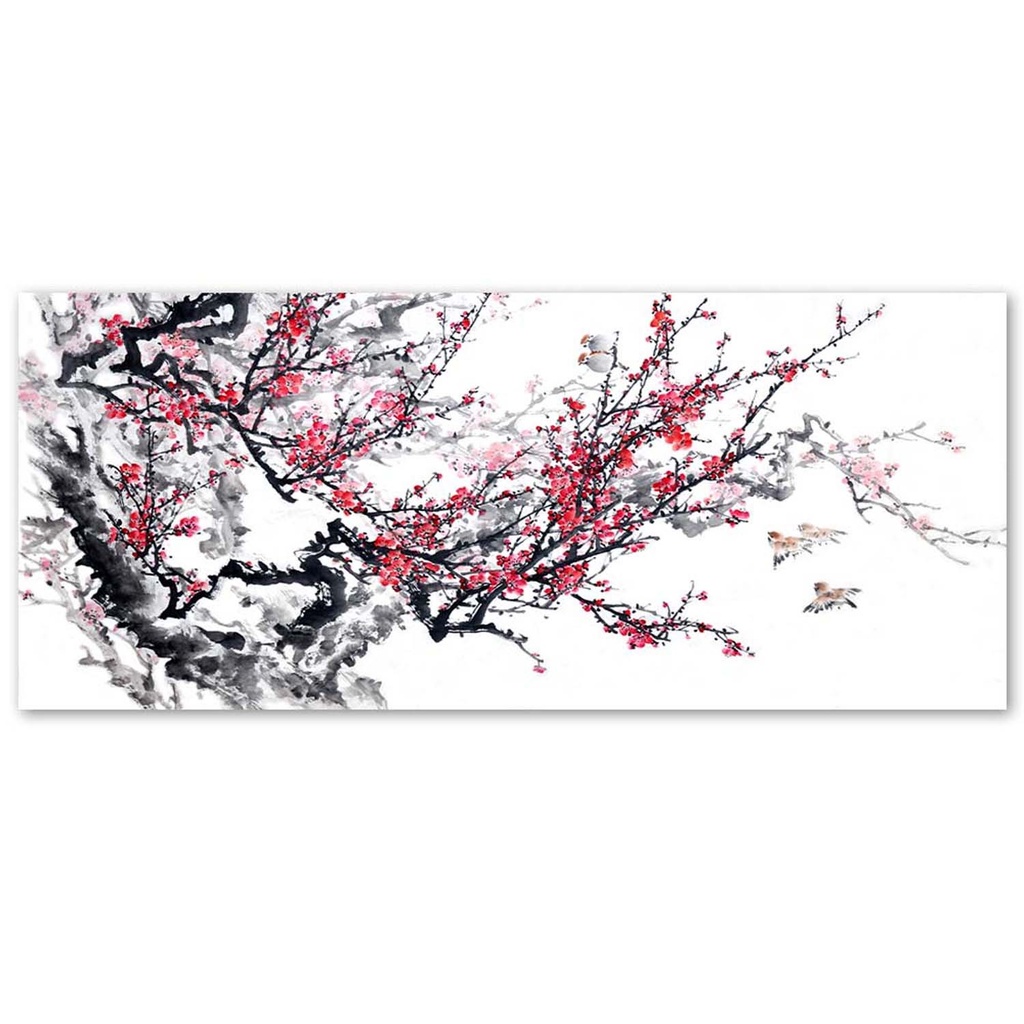 Cadre de cerisiers japonais en fleur imprimé sur toile en mdf solide feeby-02