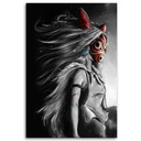 Cadre imprimé sur toile avec image de la princesse mononoke avec un masque rouge fabriqué en mdf feeby-02