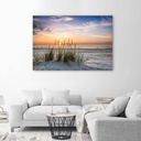 Cadre imprimé sur toile avec image de coucher du soleil sur la plage fabriqué en mdf et toile feeby-01
