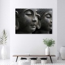 Cadre imprimé sur toile avec image de figures de bouddha au premier plan fabriqué en mdf et toile feeby-01