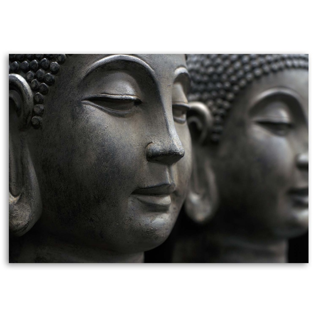 Cadre imprimé sur toile avec image de figures de bouddha au premier plan fabriqué en mdf et toile feeby-02