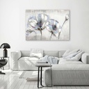 Cadre imprimé sur toile avec image de fleurs peintes blanches fabriqué en mdf et toile feeby-01
