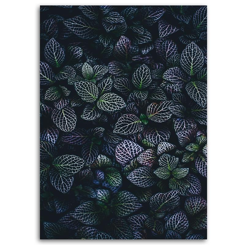 Cadre imprimé sur toile avec image de feuilles en hiver fabriqué en bois et toile feeby-02