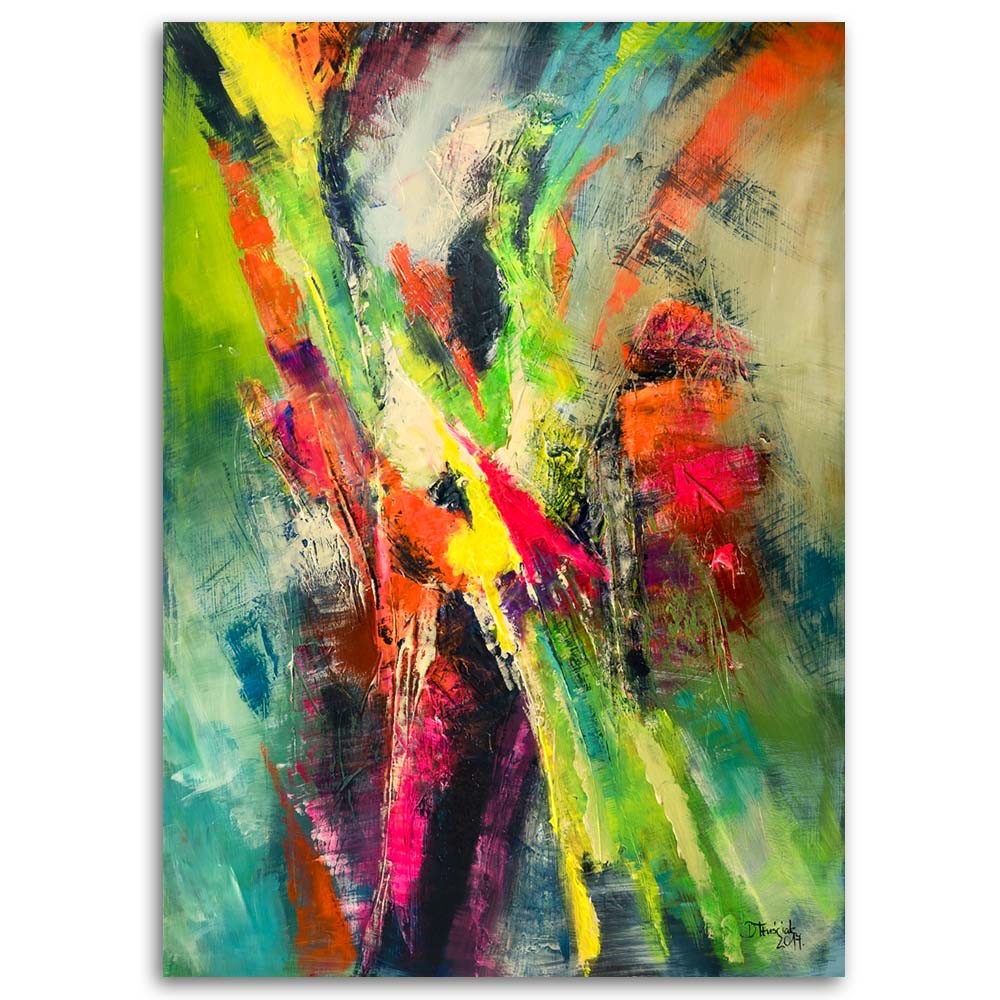 Cadre à suspendre en mdf imprimé sur toile d'une seule pièce motif abstrait coloré feeby-02