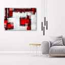 Cadre à suspendre en mdf imprimé sur toile d'une seule pièce abstraction géométrique rouge feeby-01