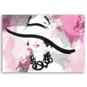 Cadre décoratif fabriqué en mdf avec image de femme avec chapeau blanc et rose feeby-02