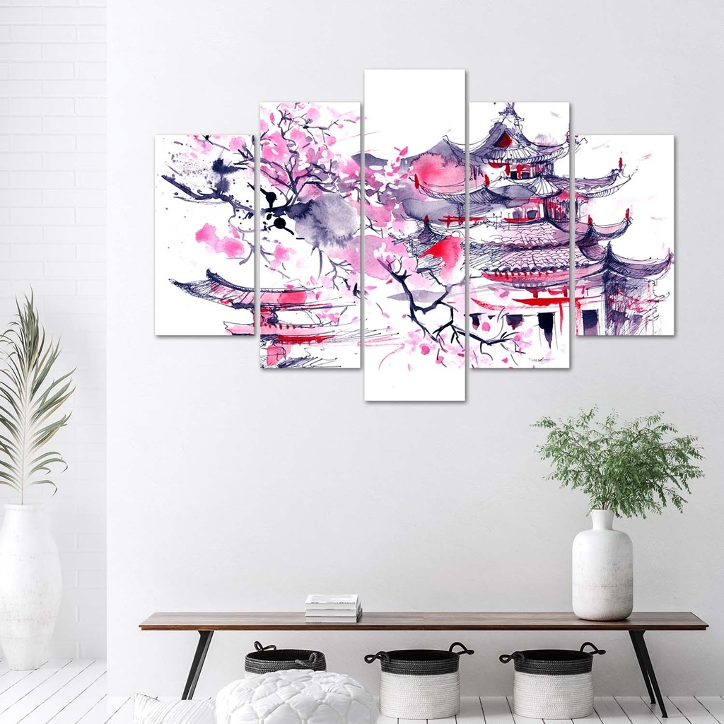 Cadre de plusieurs pièces imprimé sur toile avec finition de couleur violette feeby-01