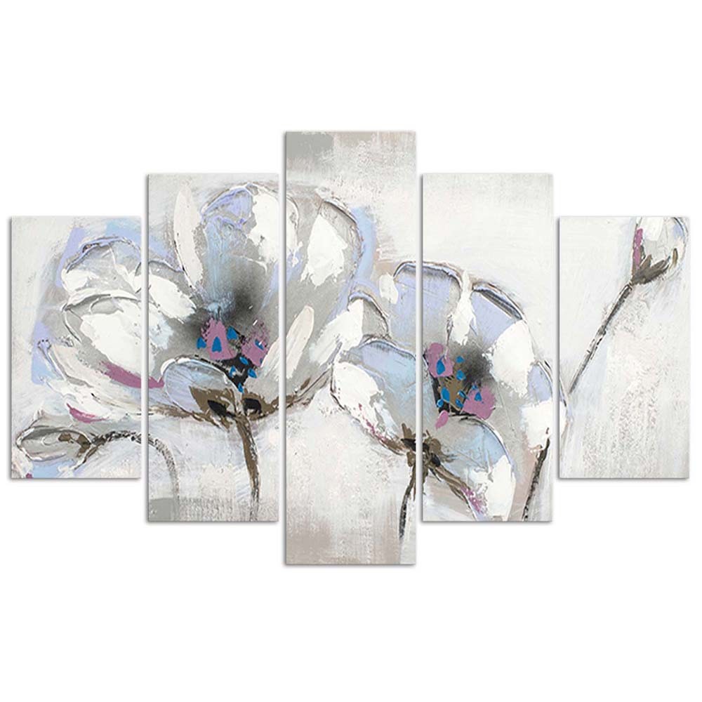 Cadre de fleurs en mdf solide imprimé sur toile finition de couleur grise feeby-02