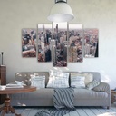 Cadre composé de 5 pièces avec image des gratte-ciels de chicago fabriqué en mdf et toile feeby-01