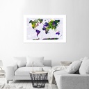 Poster mural en papier avec image de mappemonde de couleurs avec fond blanc feeby-01