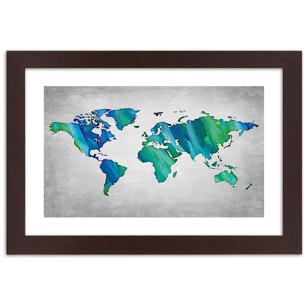 Cadre d'une carte du monde imprimée sur papier satiné en mdf feeby-02