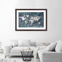 Cadre d'une carte du monde imprimée sur papier satiné en mdf finition de couleur grise feeby-01