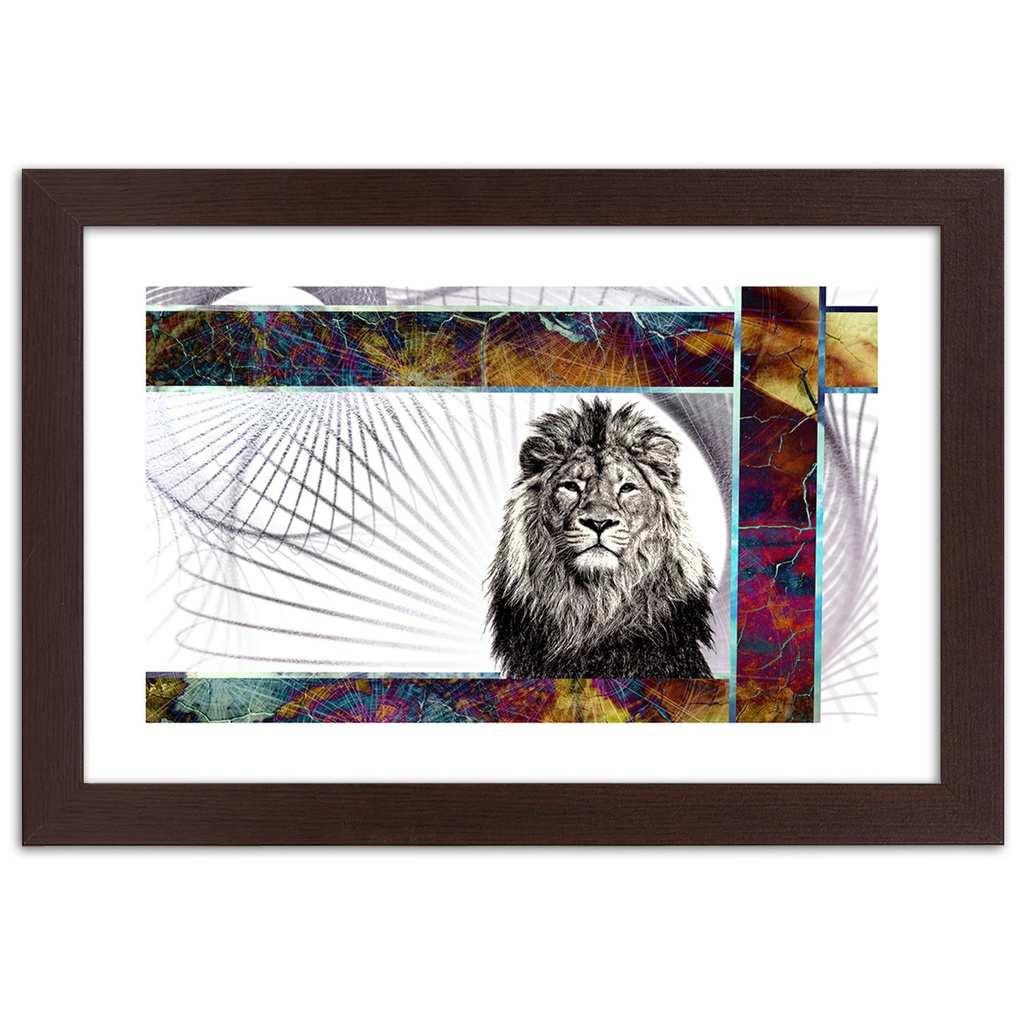 Cadre de lion imprimé sur papier satiné en mdf art classique feeby-02