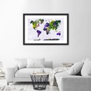 Cadre noir en mdf plaqué avec poster peinture d'une carte du monde feeby-01