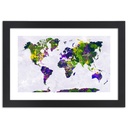 Cadre noir en mdf plaqué avec poster peinture d'une carte du monde feeby-02