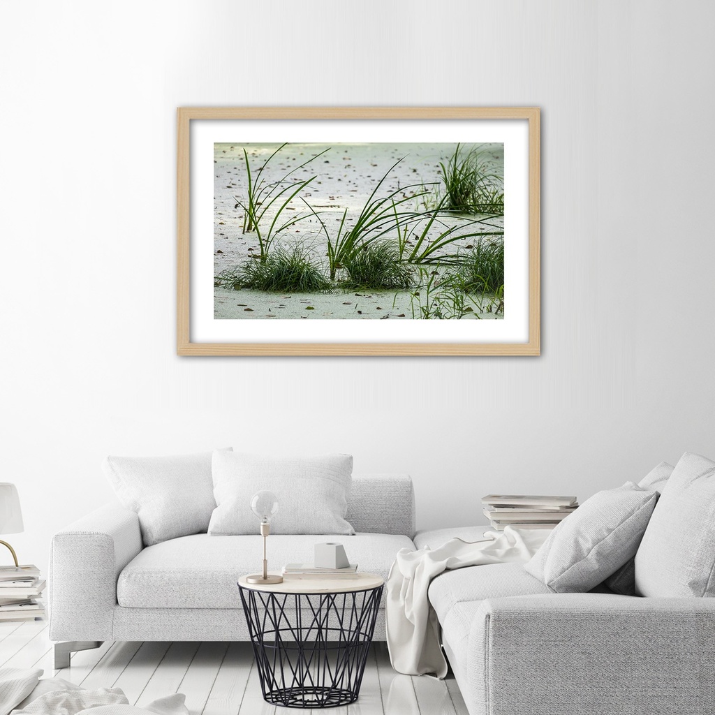 Cadre imprimé sur toile avec image d'herbes sur la plage fabriqué en mdf feeby-01