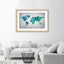 Cadre imprimé sur toile avec image de carte du monde colorée sur du béton fabriqué en mdf feeby-01