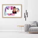 Cadre imprimé sur toile avec image de lion avec crinière de couleurs fabriqué en mdf feeby-01