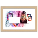 Cadre imprimé sur toile avec image de lion avec crinière de couleurs fabriqué en mdf feeby-02