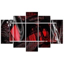 Ensemble de cinq cadres fabriqué en hdf motif figures de couleur rouge feeby-02
