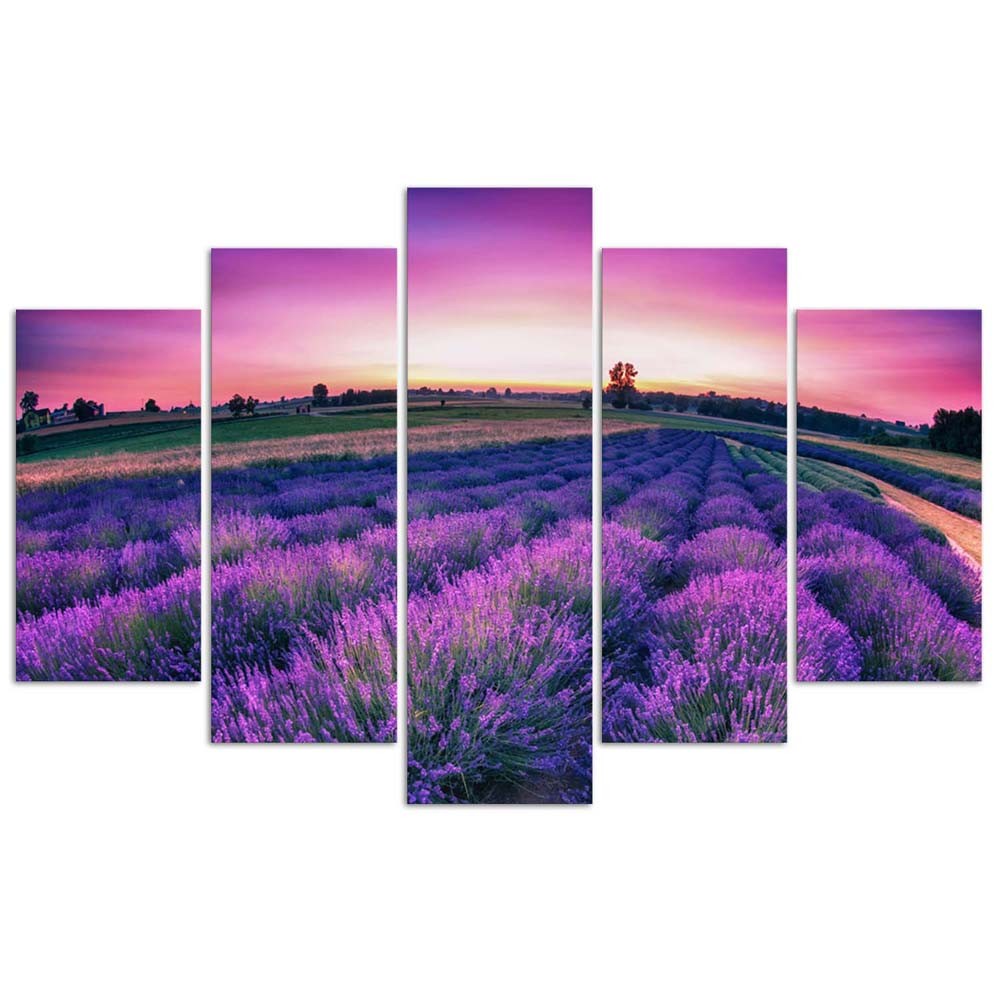 Cadre de paysage en mdf imprimé sur toile finition de couleur violette feeby-02