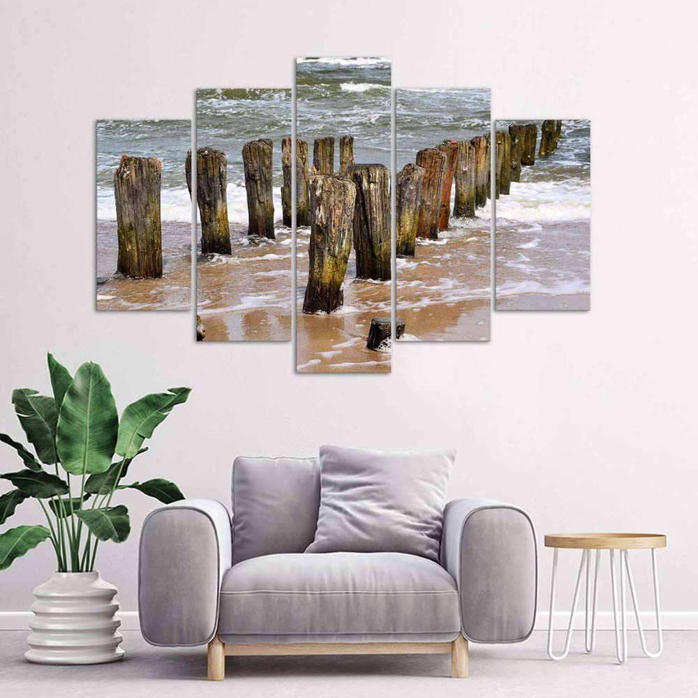 Cadre décoratif de paysage en mdf solide imprimé sur toile finition de couleur marron feeby-01