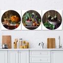 Ensemble de cadres décoratifs panneaux en toile et mdf avec image de cuisine d'automne feeby-01